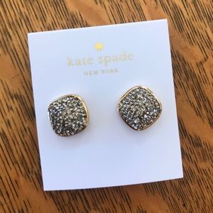 kate spade-Black diamond pave square stud earrings